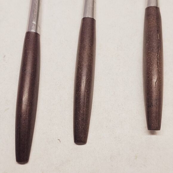 MCM Ekco Eterna Tea Spoons Wood Handles Stainless Steel Flatware Mid Century 60s - Picture 10 of 11